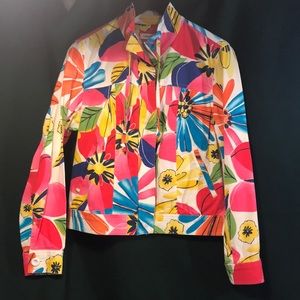 Coldwater Creek Lightweight Floral Denim Jacket